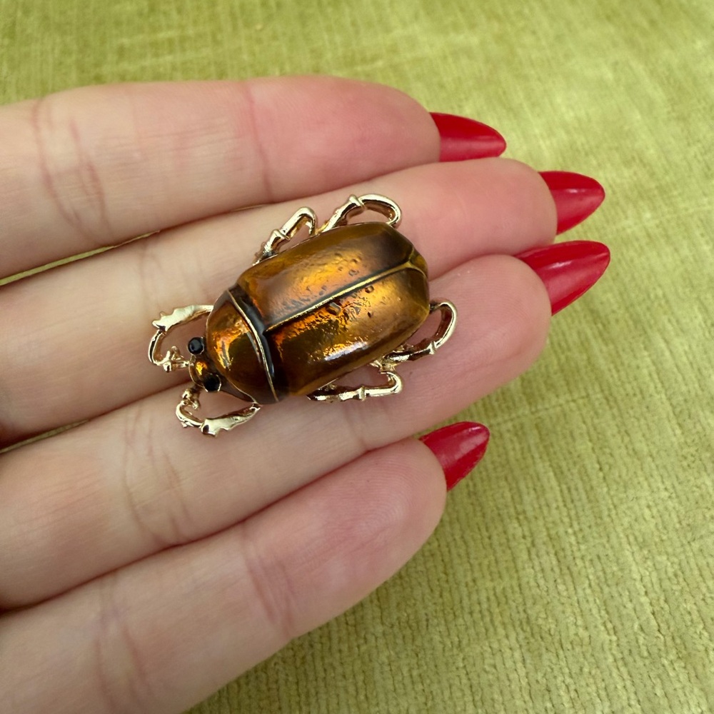 Gold Beetle Brooch